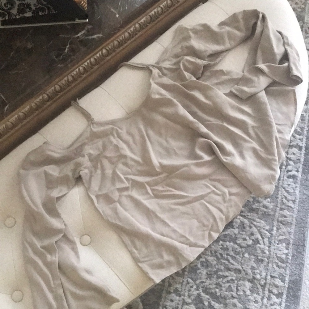 Beige Women's Cold-Shoulder Long Sleeve Top